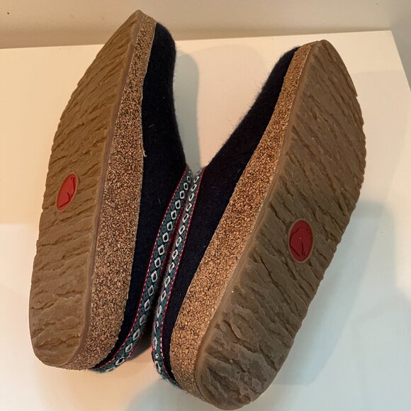 Navy Haflinger Slippers Shoes Planter Fasciitis Wool Sz 42 (W Sz 11, M Sz 9) - Picture 5 of 5